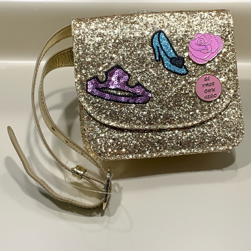 Disney Parks Princess Fashion Belt Bag Fanny Pack Gold Glitter